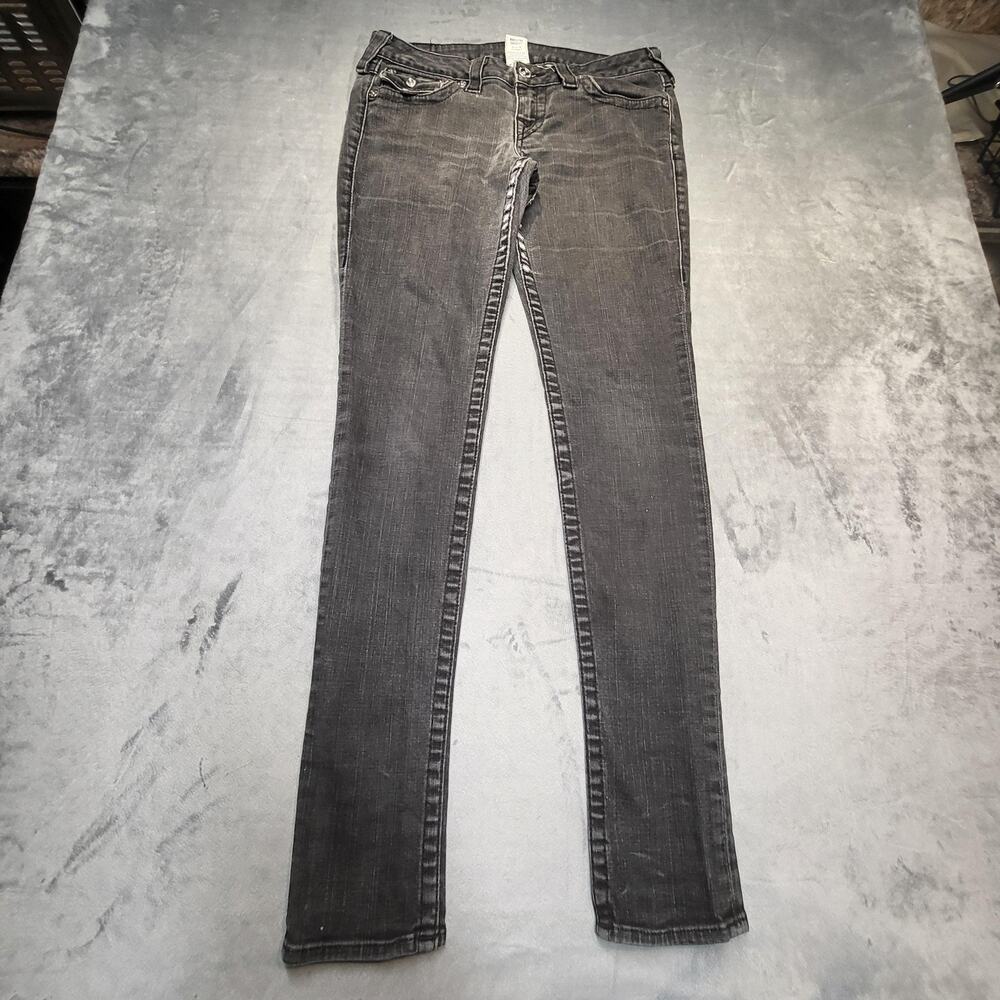 True Religion Jeans Womens 28 Gray Black Section Skinny Made in USA Stretch
